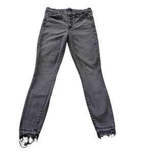 Gap Denim Legging High Rise Button Fly Raw Hem Faded Black Jeans 4/27 Regular